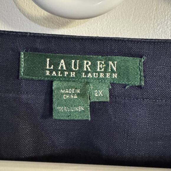 Lauren Ralph Lauren 100% Linen V-neck Women’s Tunic Top Blue Size 2X - Picture 4 of 5